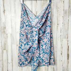 Milkfeel Floral Sarong Swimsuit Coverup Blue Pink Size OS